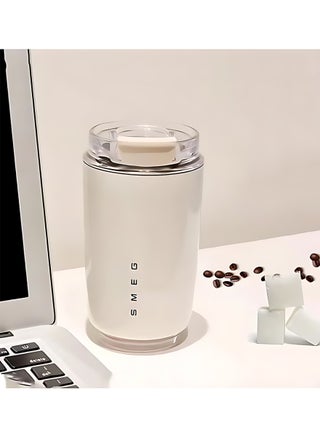 كوب قهوة سفر من Smeg، كوب مشروبات معزول مع غطاء مانع للتسرب، حافظ حرارة للقهوة للاستخدام اليومي، أبيض - view 3